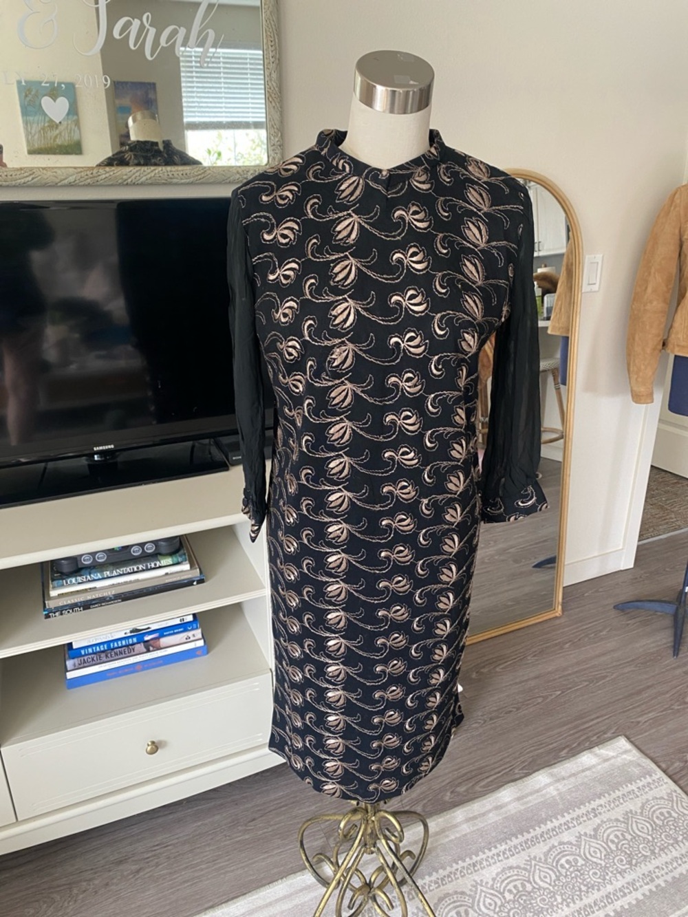 Vintage 1960s Mod Embroidered Shift Dress